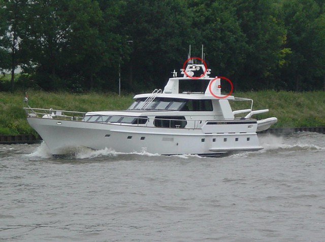 Verlichting motorboot bakboord toplicht overdag